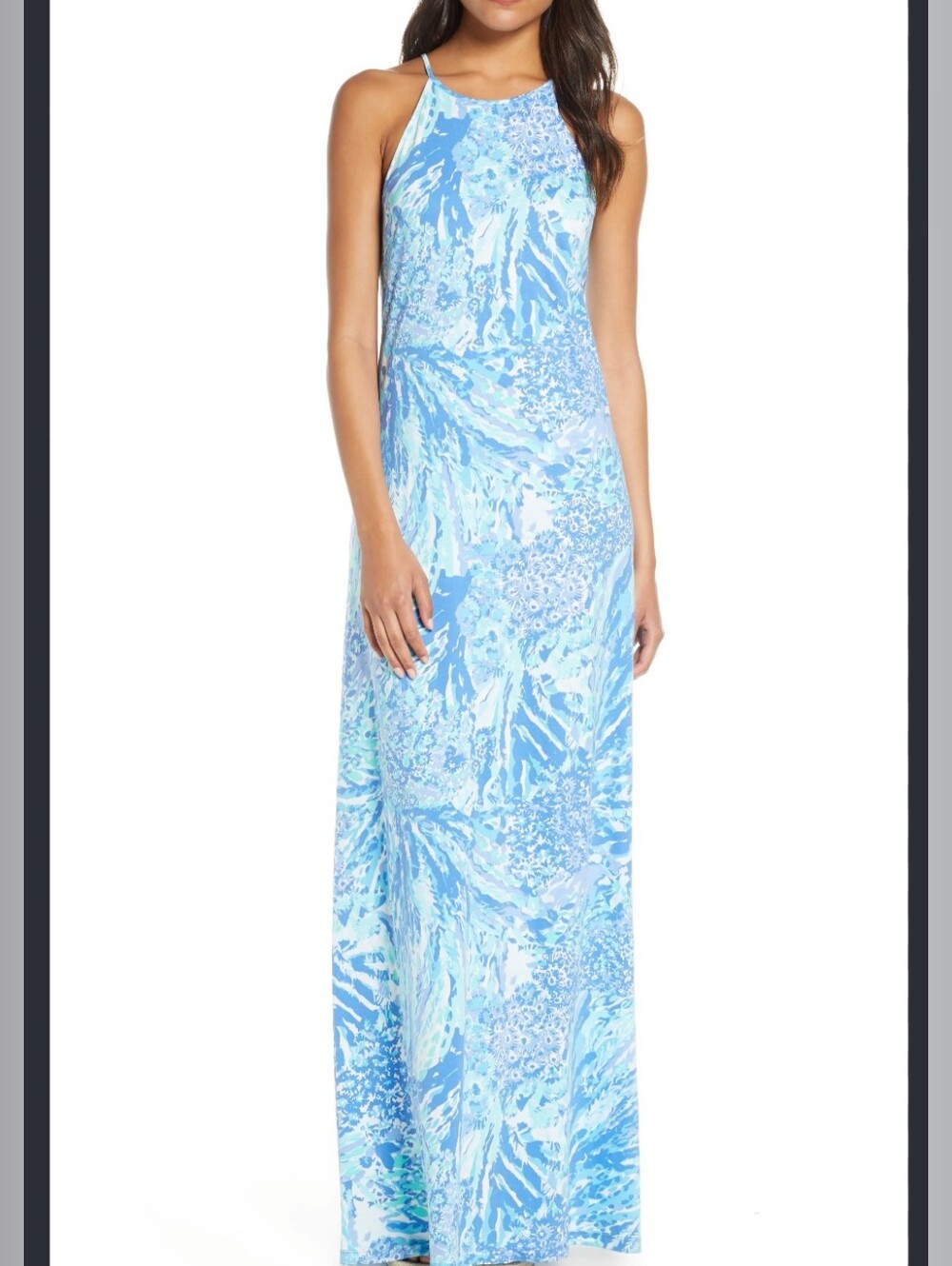 Lilly Pulitzer Margot Abstract Floral Halter Maxi Dress C41